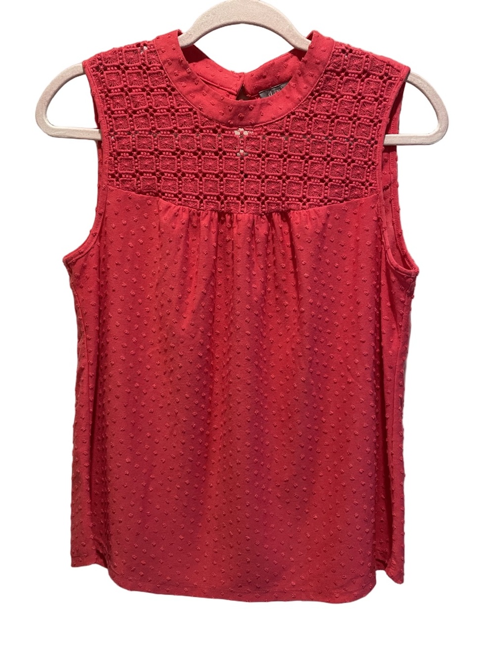 Daniel Rainn Coral Swiss dot coral blouse. Size S